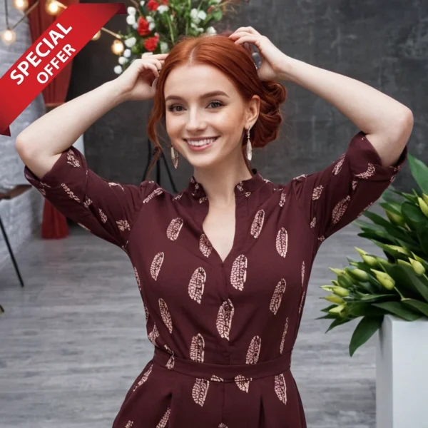 Stylish Women Designer Top Maroon Summer Wear - Image 3