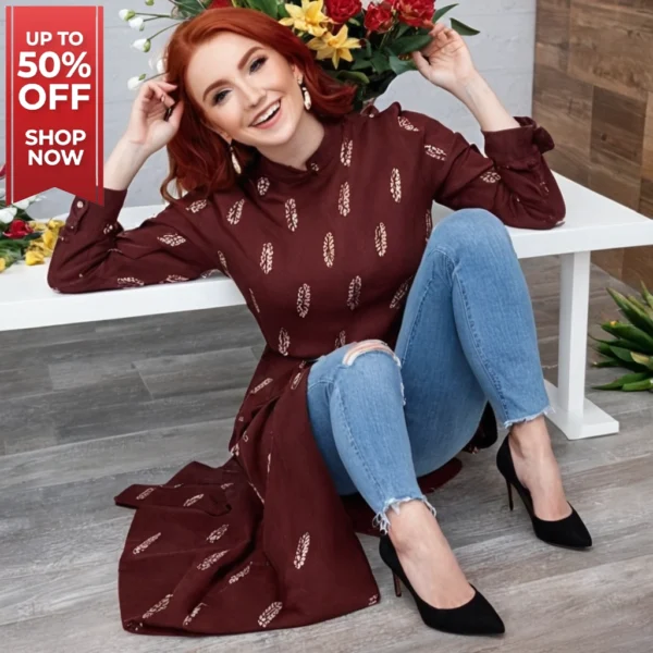 Stylish Women Designer Top Maroon Summer Wear - Image 6