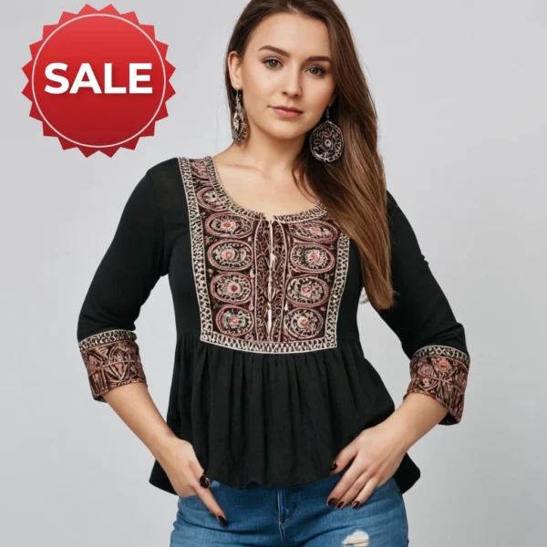 Black Designer Top Western Indian Style - Image 6