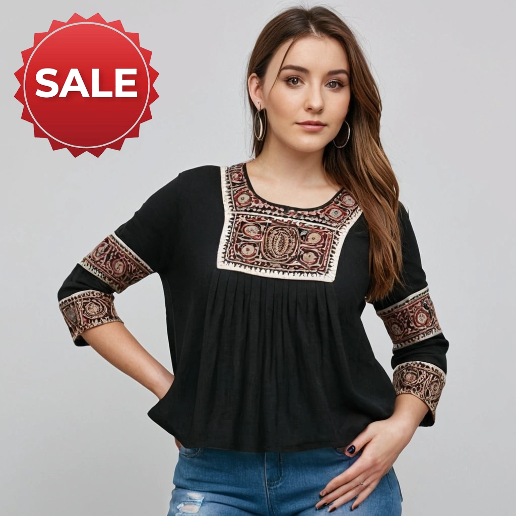 Black Designer Top Western Indian Style