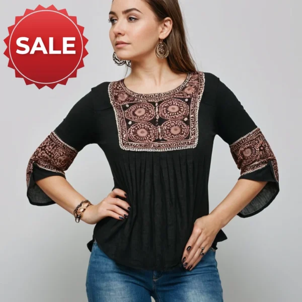 Black Designer Top Western Indian Style - Image 3