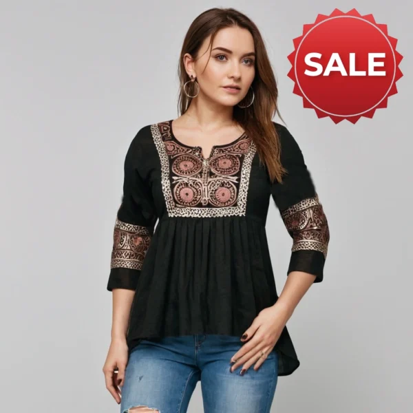 Black Designer Top Western Indian Style - Image 4