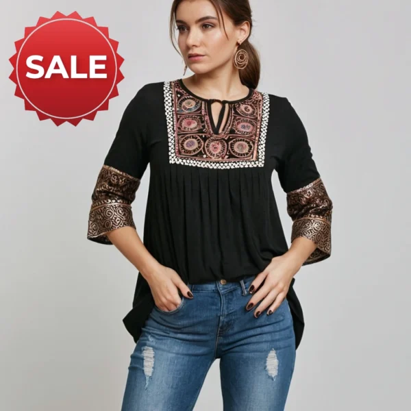 Black Designer Top Western Indian Style - Image 5