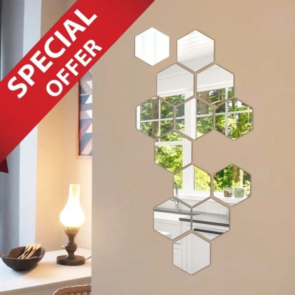 Stylish Hexagone Shape Mirrors [13 Pc] for Interior wall - Image 4