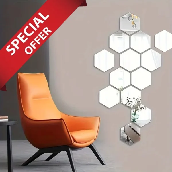 Stylish Hexagone Shape Mirrors [13 Pc] for Interior wall - Image 3