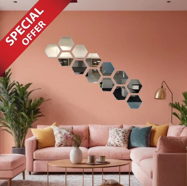 Stylish Hexagone Shape Mirrors [13 Pc] for Interior wall - Image 5