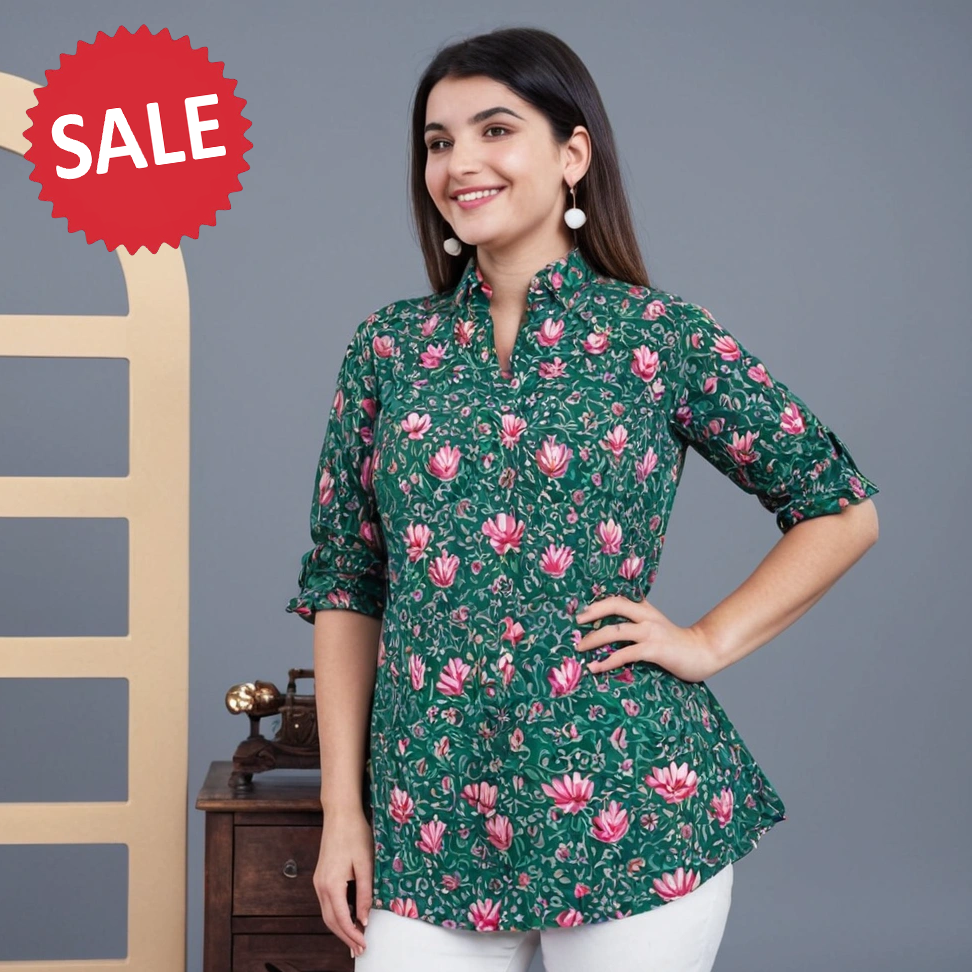 GREEN DESIGNER STYLISH WEARABLE TOP FOR WOMEN