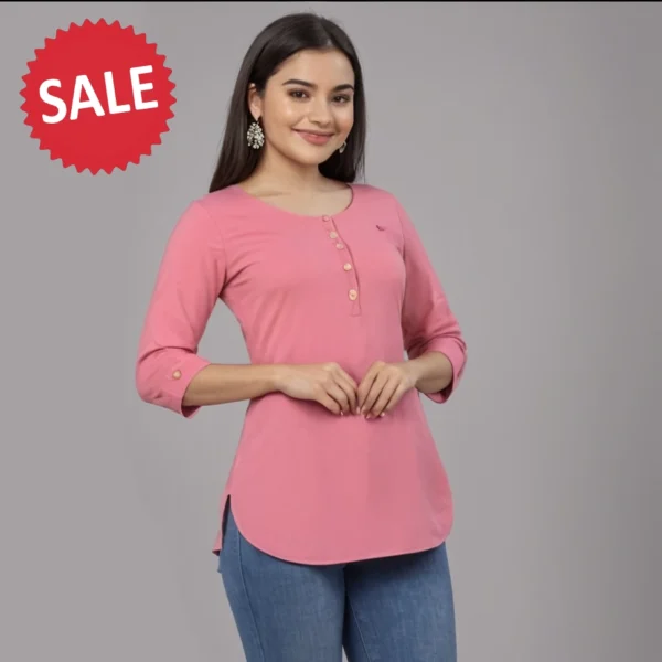 SHORT PINT KURTI TOP FOR WOMEN | PINK COLOR - Image 3