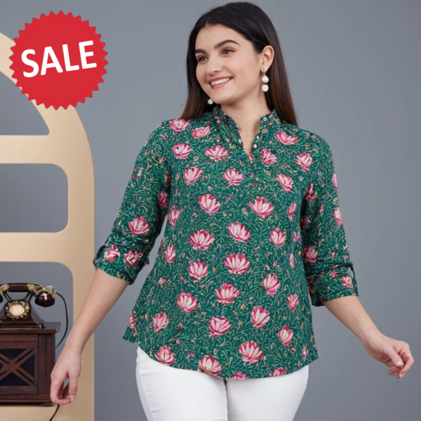 GREEN DESIGNER STYLISH WEARABLE TOP FOR WOMEN - Image 2
