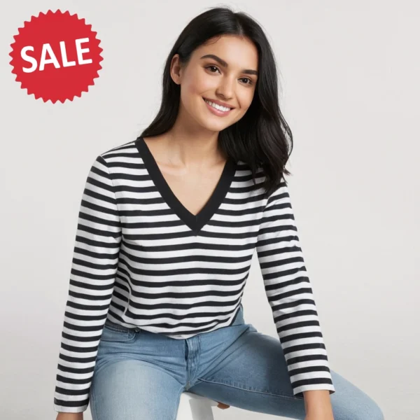 WHITE TOP BLACK STRIP FOR GIRL - Image 7