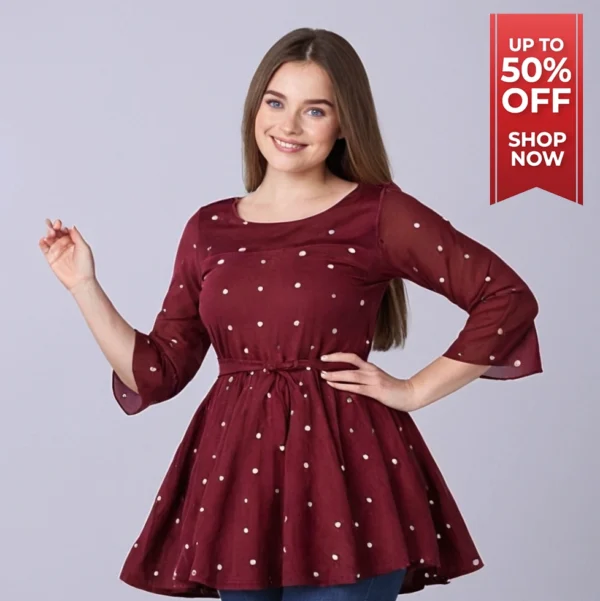 WOMEN PRINTED WINE COLOR TOP | DESIGNED FROM FRANCE - Image 5