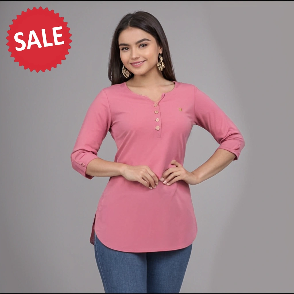 SHORT PINT KURTI TOP FOR WOMEN | PINK COLOR