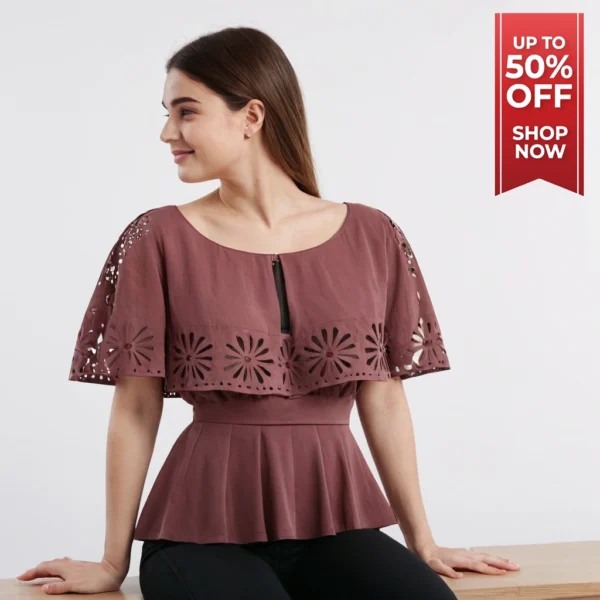 CUT WORK WOMEN TRENDY TOP - Image 3