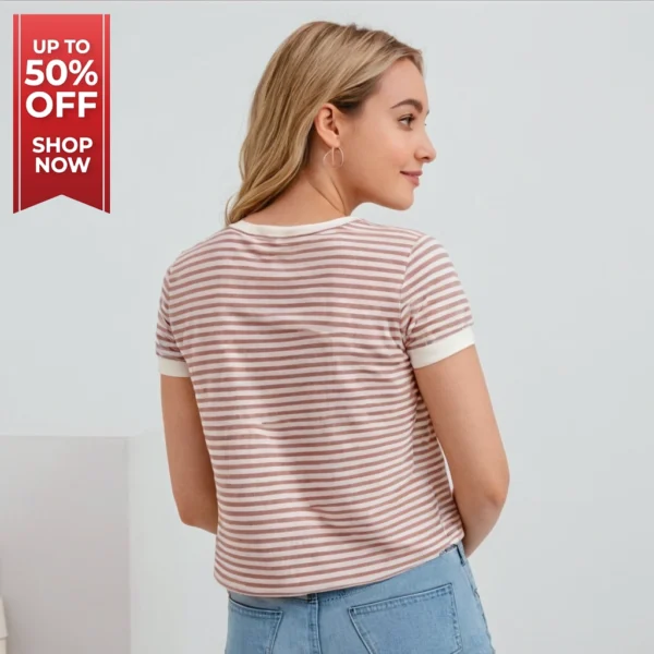 CASUAL ROUND NECK BLEND SHORT SLEEVE ROUND NECK TOP FOR GIRLS - Image 4