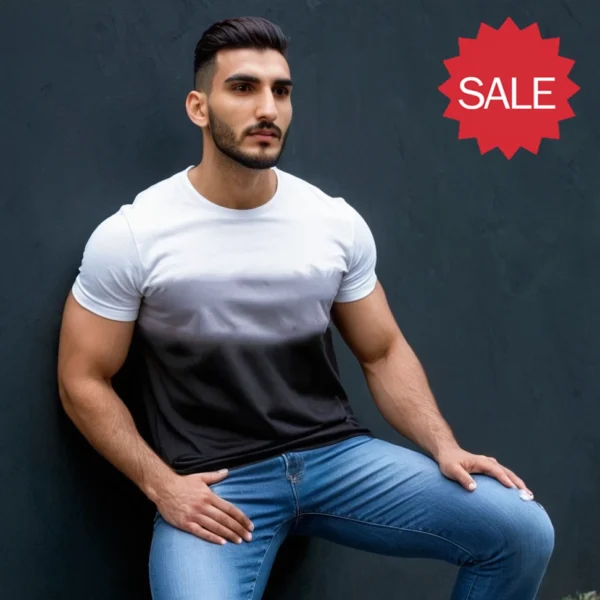 WHITE GREY BLACK MULTI COLOR T SHIRT FOR MEN COTTON MATERIAL - Image 3