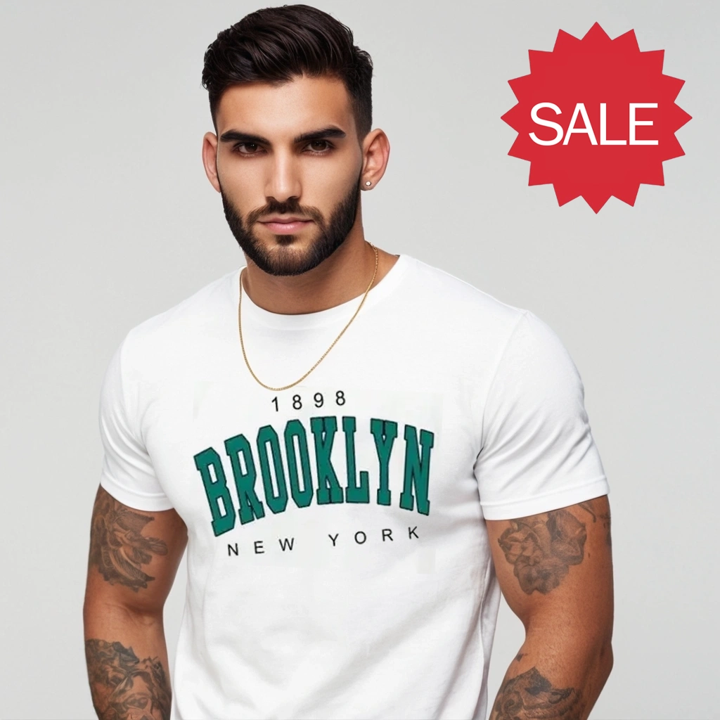 MEN OVERSIZED WHITE COLOR GRAPHICS BROOKLYN T SHIRT