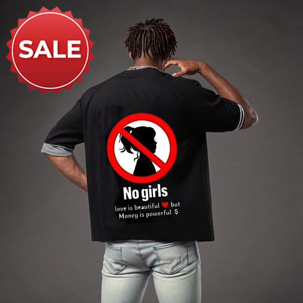 MEN BLACK SOLID GRAPHIC T SHIRT | NO GIRLS GRAPHICS T SHIRT