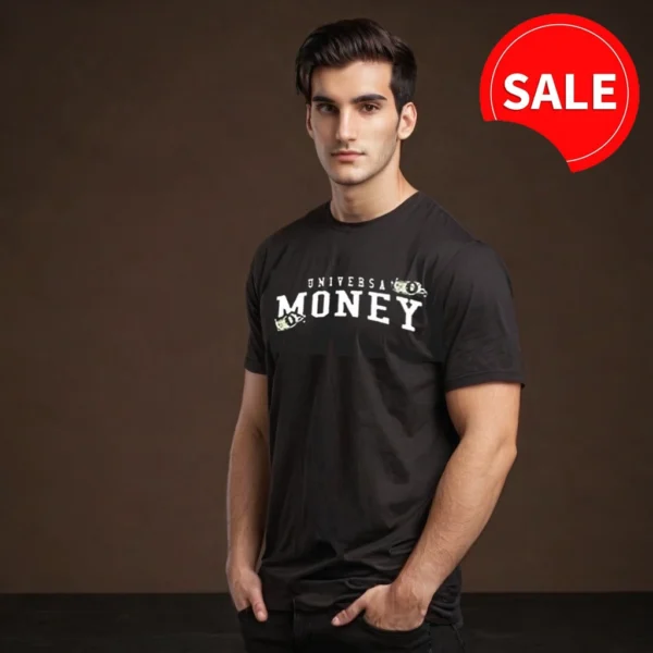 MEN BLACK GRAPHICS MONEY T SHIRT WITH COTTON MATERIAL - Image 5