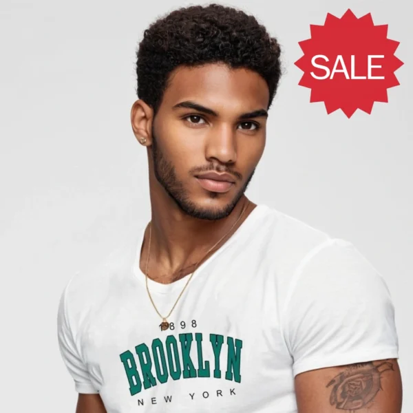 MEN OVERSIZED WHITE COLOR GRAPHICS BROOKLYN T SHIRT - Image 3