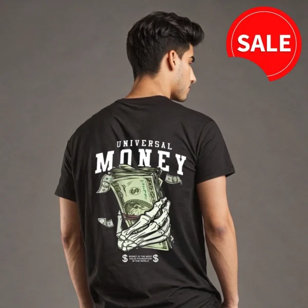 MEN BLACK GRAPHICS MONEY T SHIRT WITH COTTON MATERIAL - Image 3
