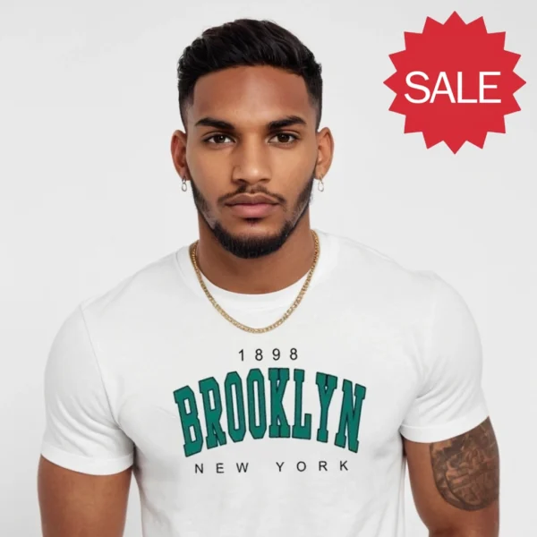 MEN OVERSIZED WHITE COLOR GRAPHICS BROOKLYN T SHIRT - Image 2