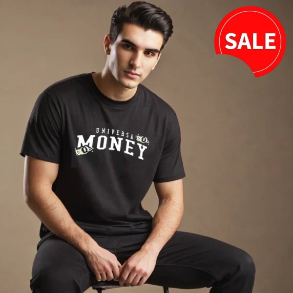 MEN BLACK GRAPHICS MONEY T SHIRT WITH COTTON MATERIAL - Image 4