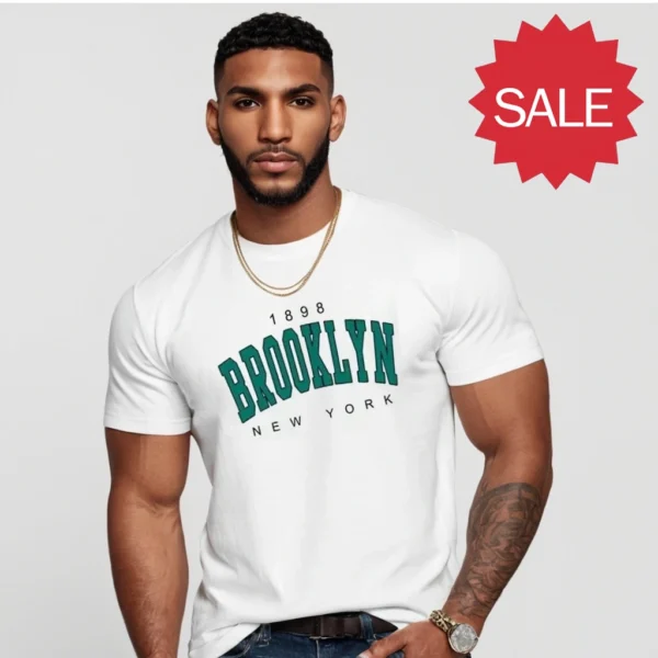 MEN OVERSIZED WHITE COLOR GRAPHICS BROOKLYN T SHIRT - Image 4