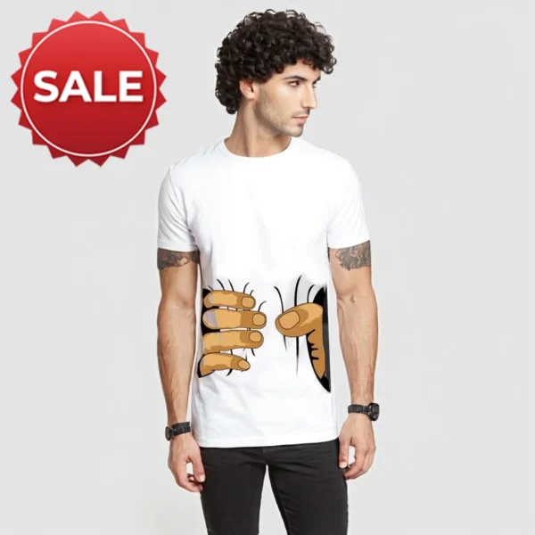 MEN WHITE COLOR GRAPHICS T SHIRT | TRENDY T SHIRT - Image 3