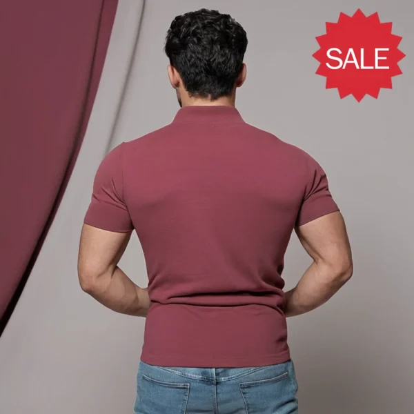 MAROON COLOR CLASSY LOOK MEN T SHIRT WITH COLLARS - Image 4