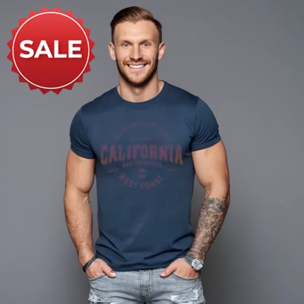MEN BLUE COLOR GIRGEOUS T SHIRT AESTHETIC FIT - Image 2