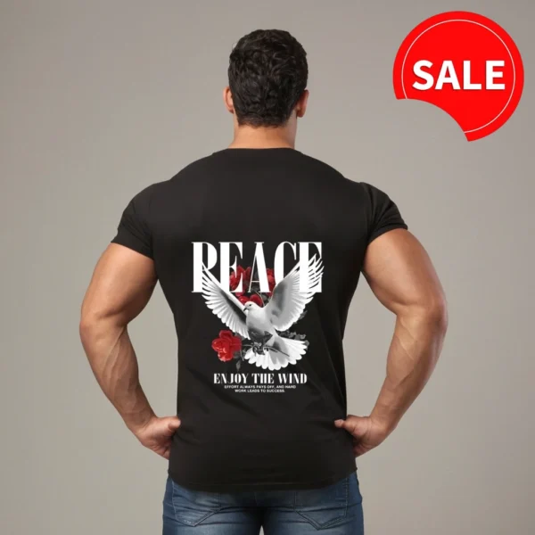 MEN GRAPHIC BLACK COLOR T SHIRT | PEACE GRAPHICS T SHIRT - Image 3