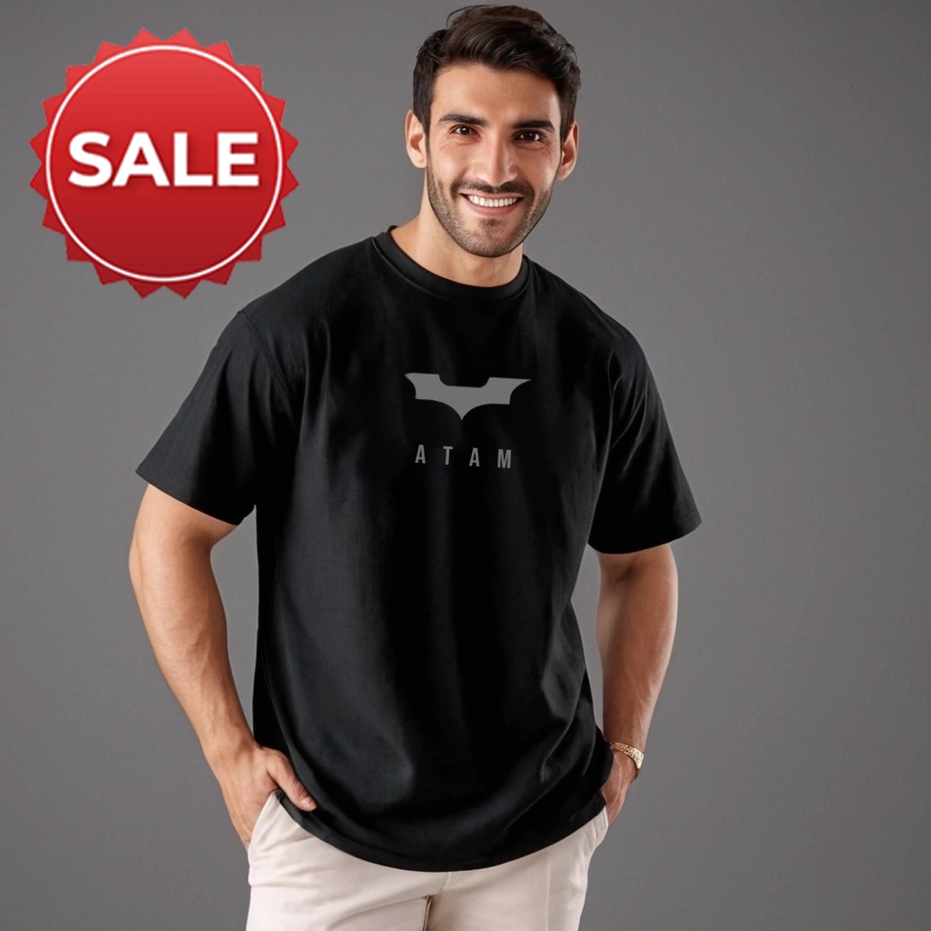 BLACK MEN T SHIRT WITH BAT DESIGN | PRINTED T SHIRT FOR MEN