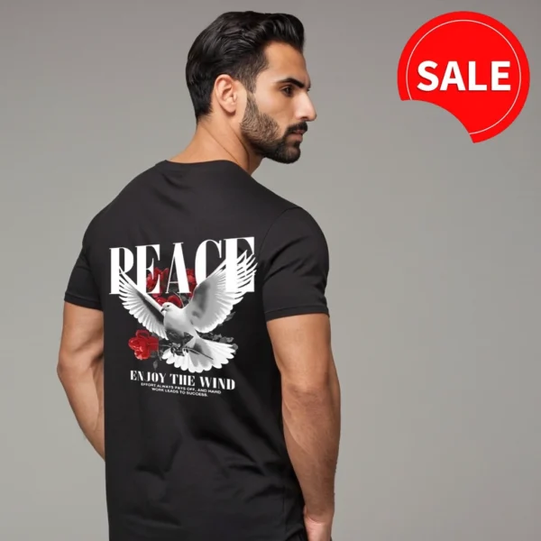 MEN GRAPHIC BLACK COLOR T SHIRT | PEACE GRAPHICS T SHIRT - Image 2