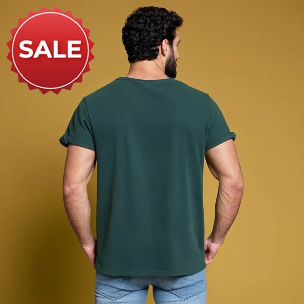 MEN GREEN COLOR ALWAYS BELIEVE GRAPHICS SOLID T SHIRT - Image 4