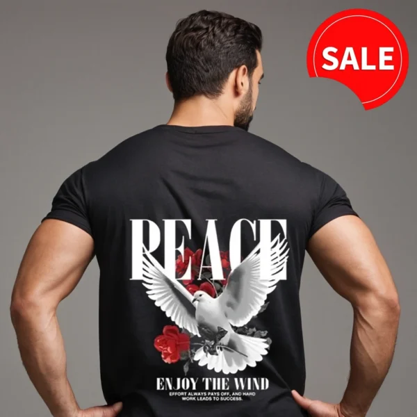 MEN GRAPHIC BLACK COLOR T SHIRT | PEACE GRAPHICS T SHIRT