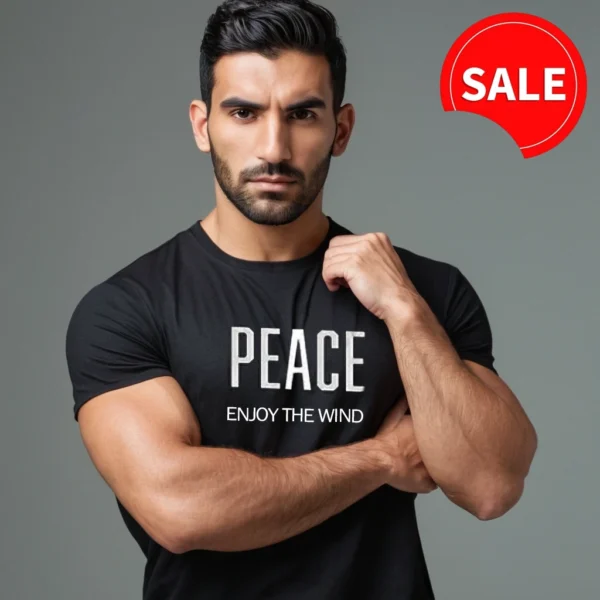 MEN GRAPHIC BLACK COLOR T SHIRT | PEACE GRAPHICS T SHIRT - Image 5