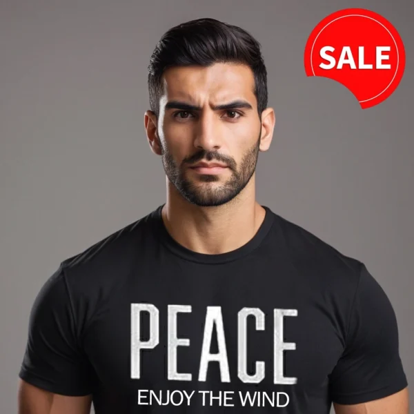 MEN GRAPHIC BLACK COLOR T SHIRT | PEACE GRAPHICS T SHIRT - Image 4