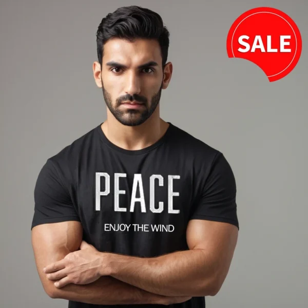 MEN GRAPHIC BLACK COLOR T SHIRT | PEACE GRAPHICS T SHIRT - Image 7