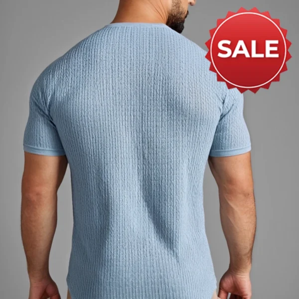 MEN BLUE COLOR T SHIRT WITH SOLID PATTERN COTTON MATERIAL - Image 4