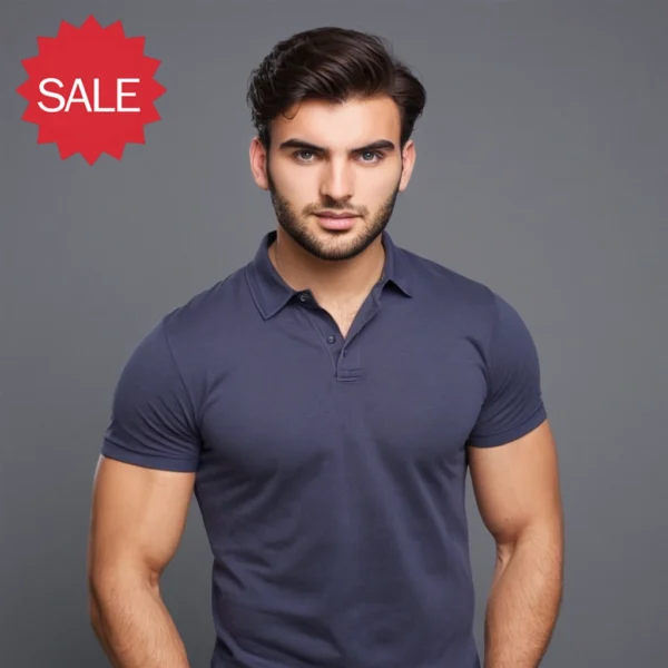 MEN GREY COLOR POLO T SHIRT WITH COLORS - Image 3