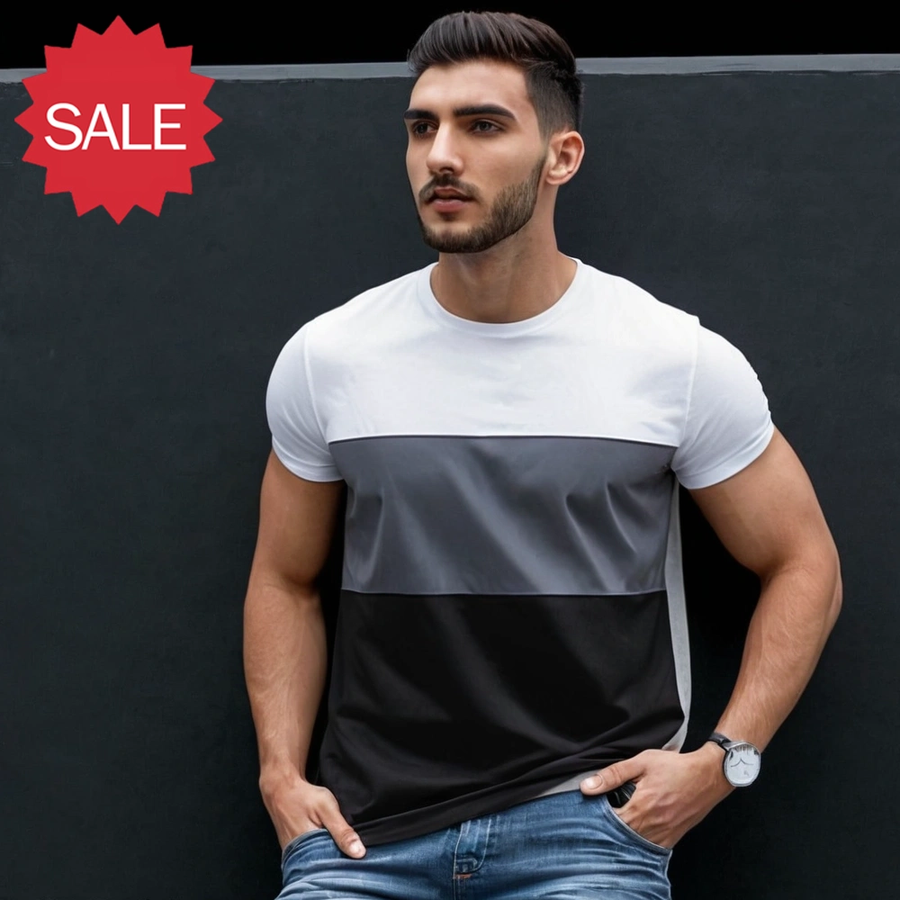 WHITE GREY BLACK MULTI COLOR T SHIRT FOR MEN COTTON MATERIAL